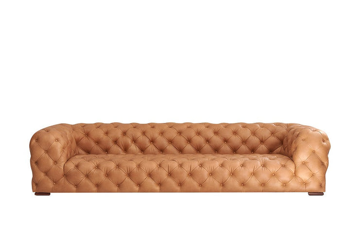 Divani Casa Dexter Transitional Camel Tufted Sofa - MONAVILLA