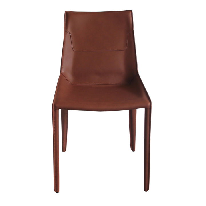 Modrest Halo Modern Brown Saddle Leather Dining Chair Set of Two - MONAVILLA