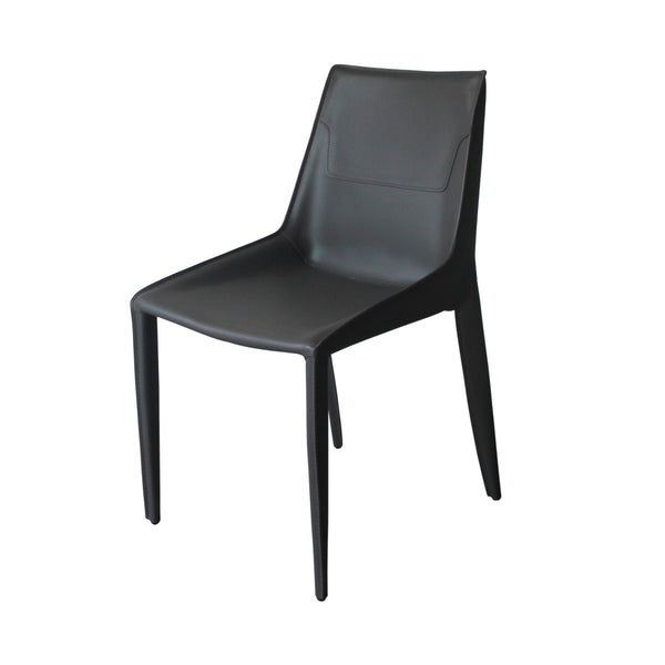 Modrest Halo Modern Grey Saddle Leather Dining Chair Set of Two - MONAVILLA