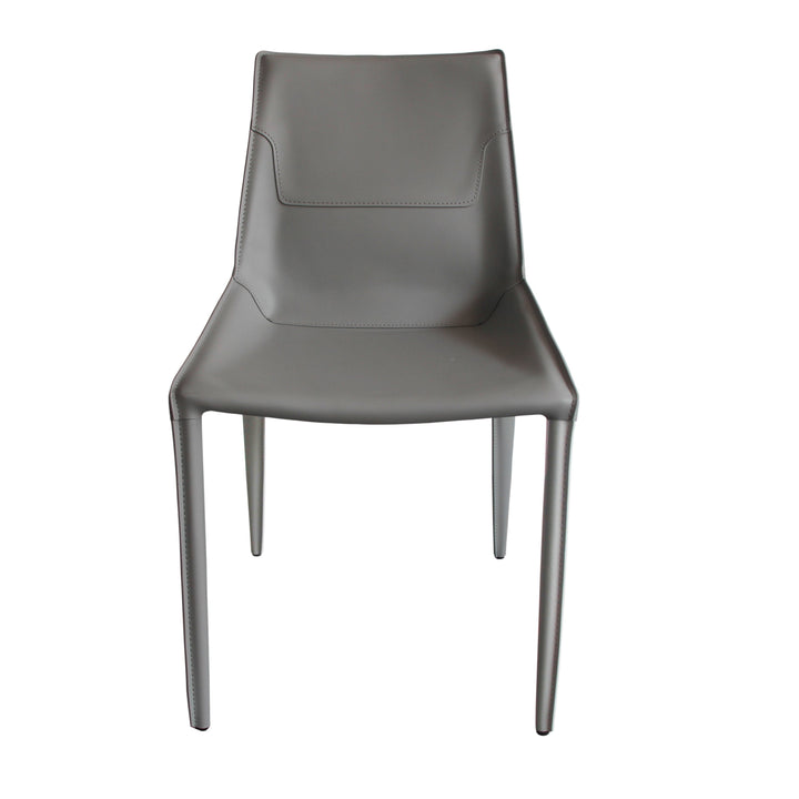 Modrest Halo Modern Light Grey Saddle Leather Dining Chair Set of Two - MONAVILLA