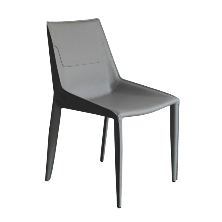 Modrest Halo Modern Light Grey Saddle Leather Dining Chair Set of Two - MONAVILLA