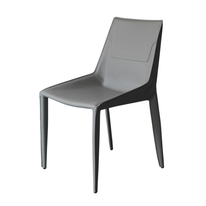 Modrest Halo Modern Light Grey Saddle Leather Dining Chair Set of Two - MONAVILLA