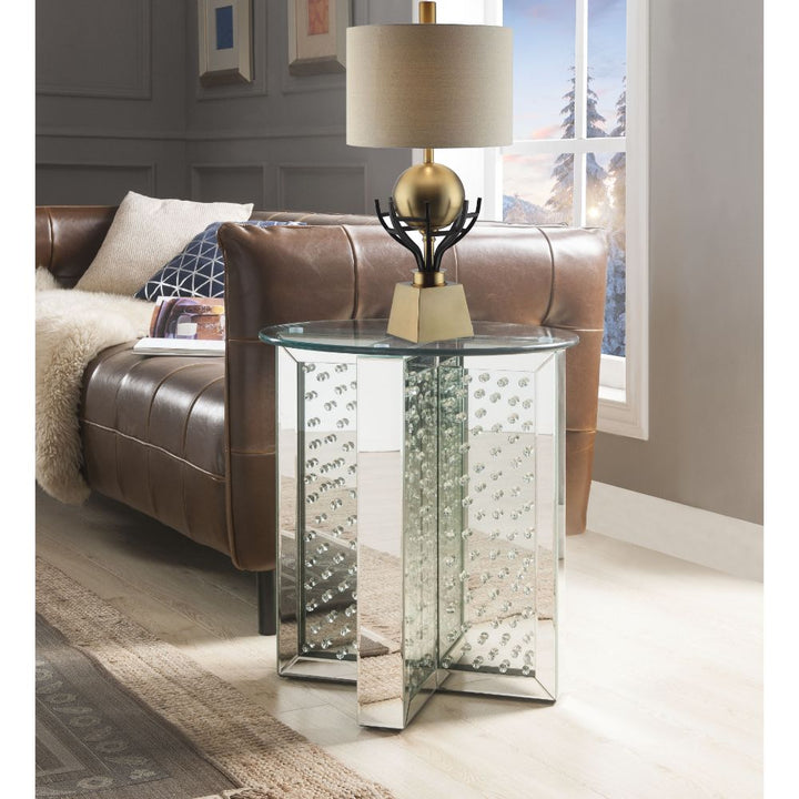 ACME Nysa Mirrored & Faux Crystals End Table Model 80217 - MONAVILLA