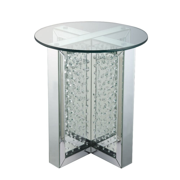 ACME Nysa Mirrored & Faux Crystals End Table Model 80217 - MONAVILLA