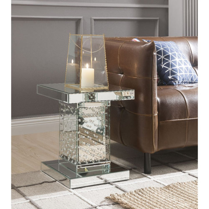 ACME Nysa Mirrored & Faux Crystals End Table Model 80284 - MONAVILLA