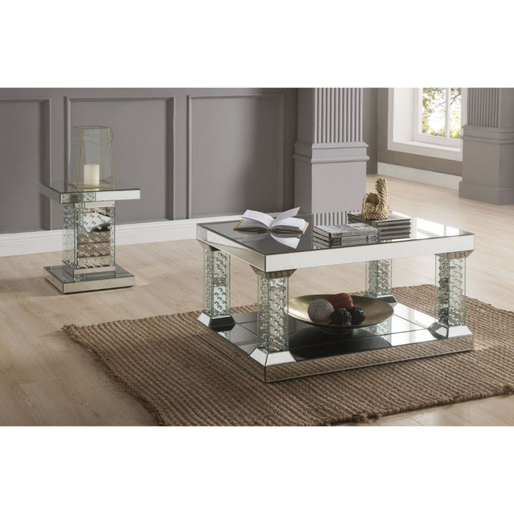 ACME Nysa Mirrored & Faux Crystals End Table Model 80284 - MONAVILLA