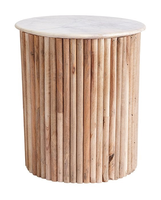 Modrest Cambridge White Marble & Mango Round End Table - MONAVILLA
