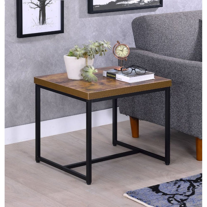 ACME Bob Weathered Oak & Black End Table Model 80617 - MONAVILLA
