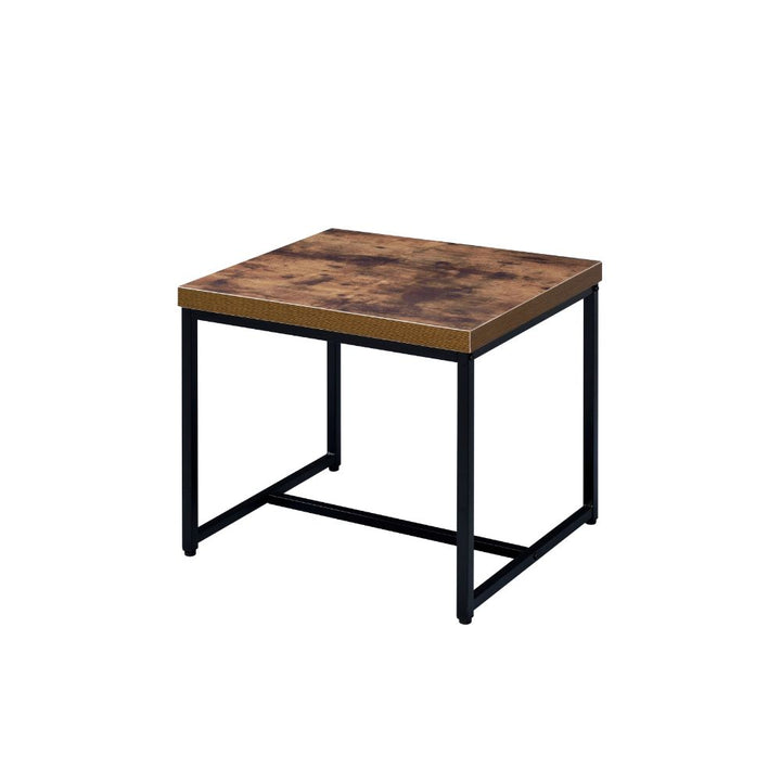 ACME Bob Weathered Oak & Black End Table Model 80617 - MONAVILLA