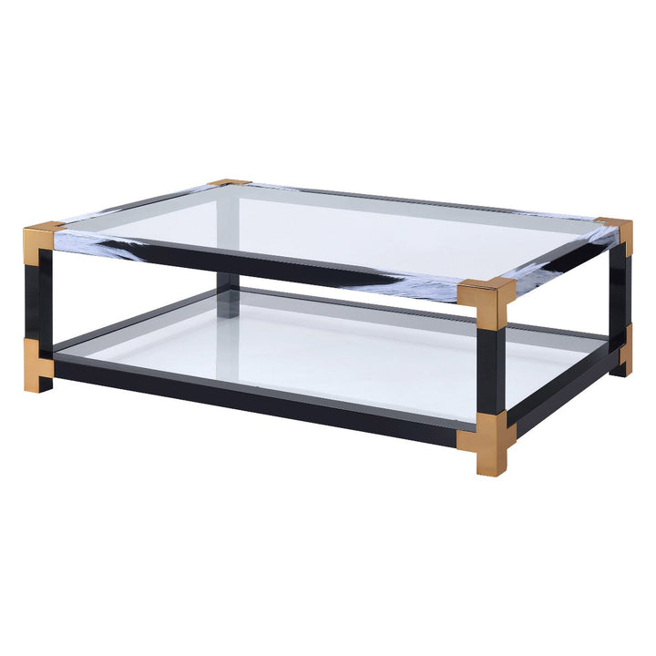 ACME Lafty White Brushed & Clear Glass Coffee Table Model 81000 - MONAVILLA
