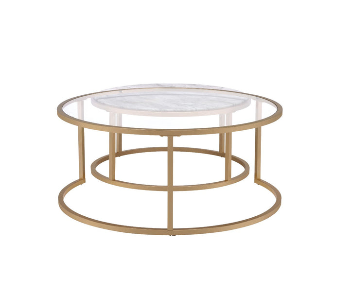 ACME Shanish Faux Marble & Gold Coffee Table Model 81110 - MONAVILLA