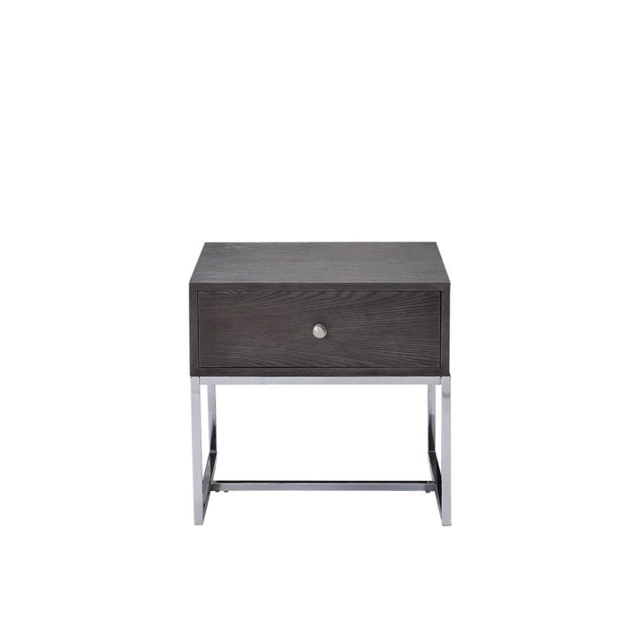 ACME Iban Gray Oak & Chrome End Table Model 81172 - MONAVILLA