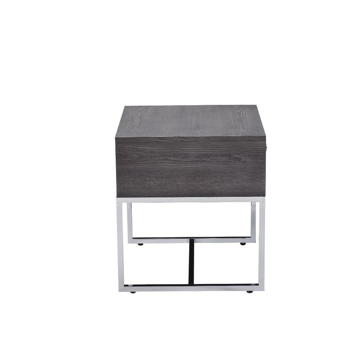 ACME Iban Gray Oak & Chrome End Table Model 81172 - MONAVILLA