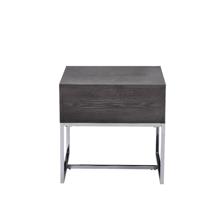 ACME Iban Gray Oak & Chrome End Table Model 81172 - MONAVILLA