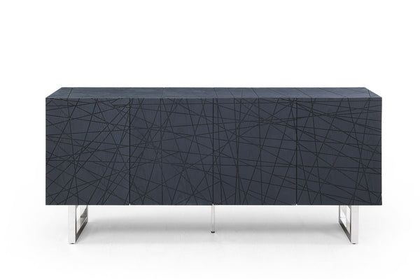 Modrest Kenda Modern Black Ash Stainless Steel Buffet - MONAVILLA