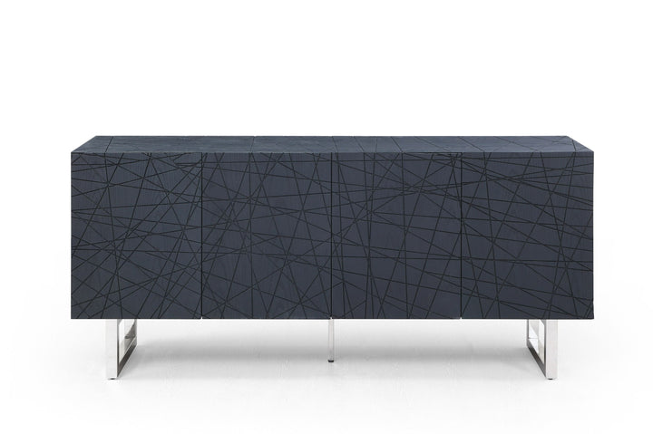 Modrest Kenda Modern Black Ash Stainless Steel Buffet - MONAVILLA