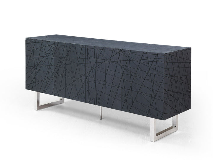 Modrest Kenda Modern Black Ash Stainless Steel Buffet - MONAVILLA