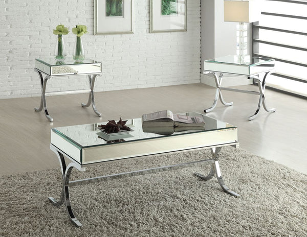 ACME Yuri Mirrored Top & Chrome Coffee Table Model 81195 - MONAVILLA
