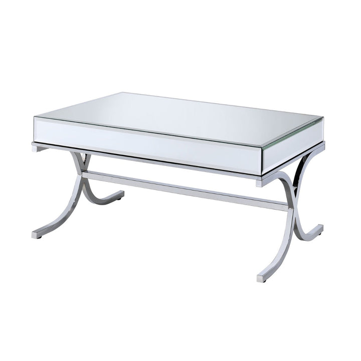 ACME Yuri Mirrored Top & Chrome Coffee Table Model 81195 - MONAVILLA