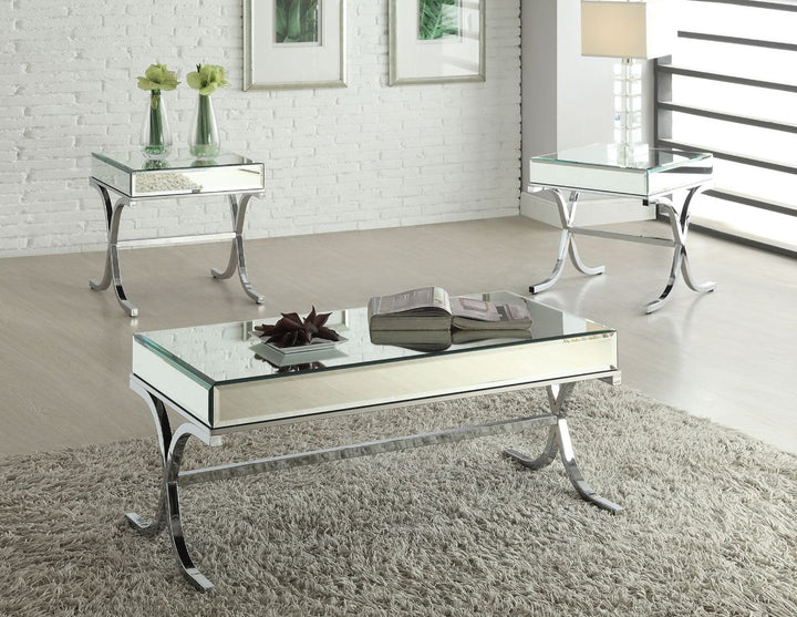 ACME Yuri Mirrored Top & Chrome Coffee Table Model 81195 - MONAVILLA