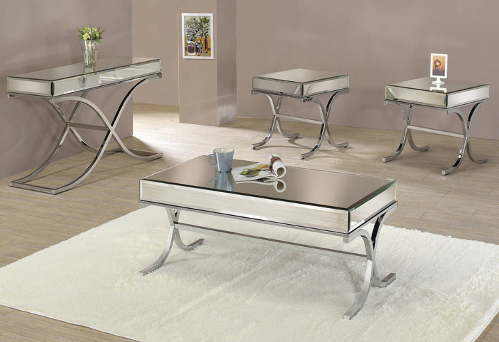 ACME Yuri Mirrored Top & Chrome Coffee Table Model 81195 - MONAVILLA
