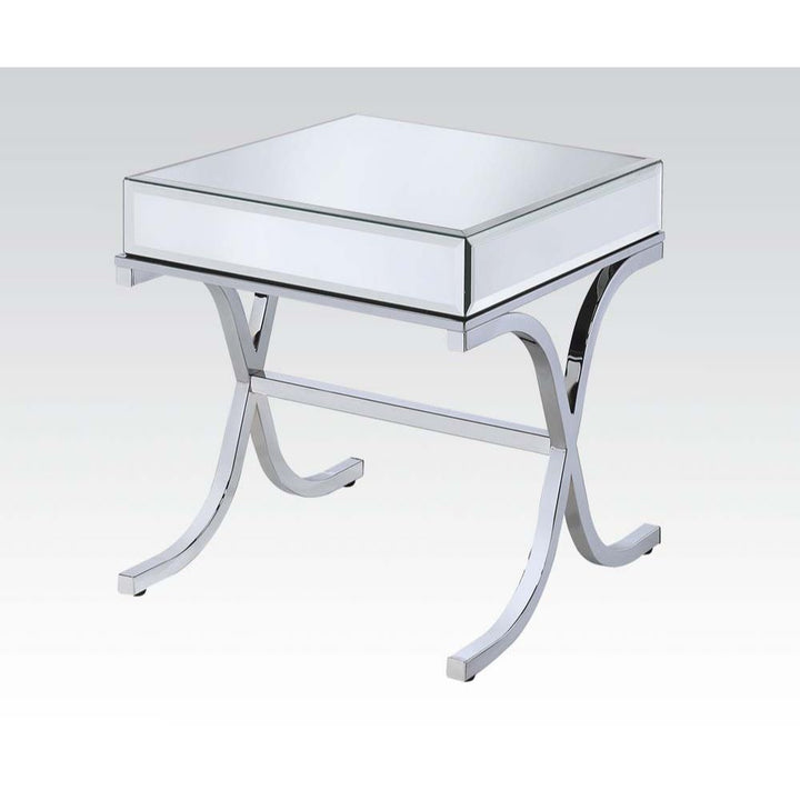 ACME Yuri Mirrored Top & Chrome End Table Model 81197 - MONAVILLA