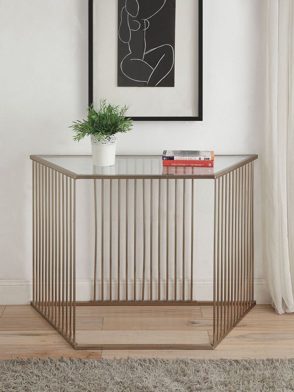 ACME Oaklie Champagne & Clear Glass Accent Table Model 81244 - MONAVILLA
