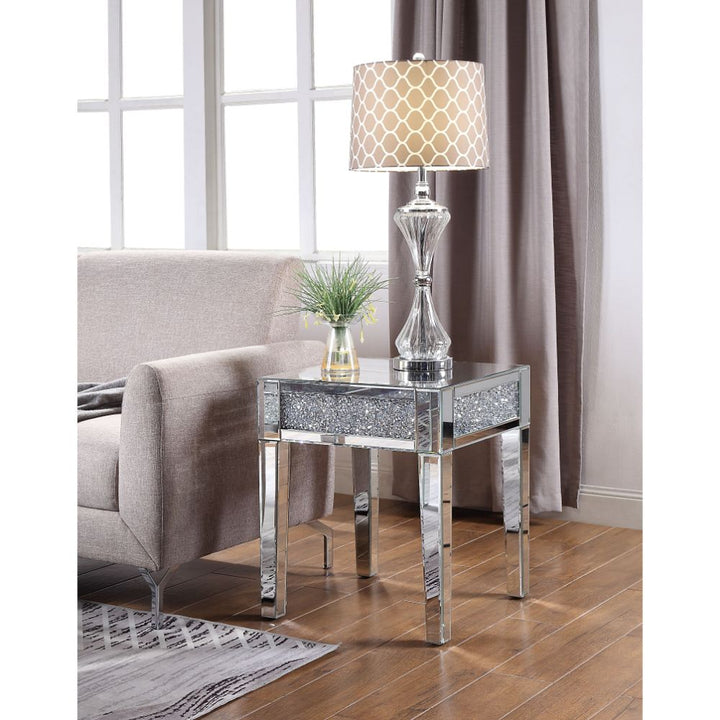ACME Noralie Mirrored & Faux Diamonds End Table Model 81417 - MONAVILLA