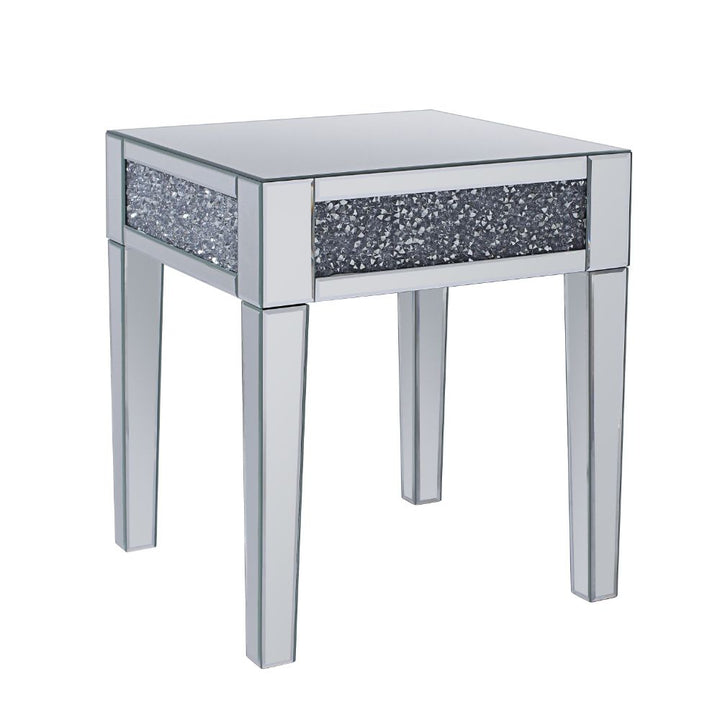 ACME Noralie Mirrored & Faux Diamonds End Table Model 81417 - MONAVILLA