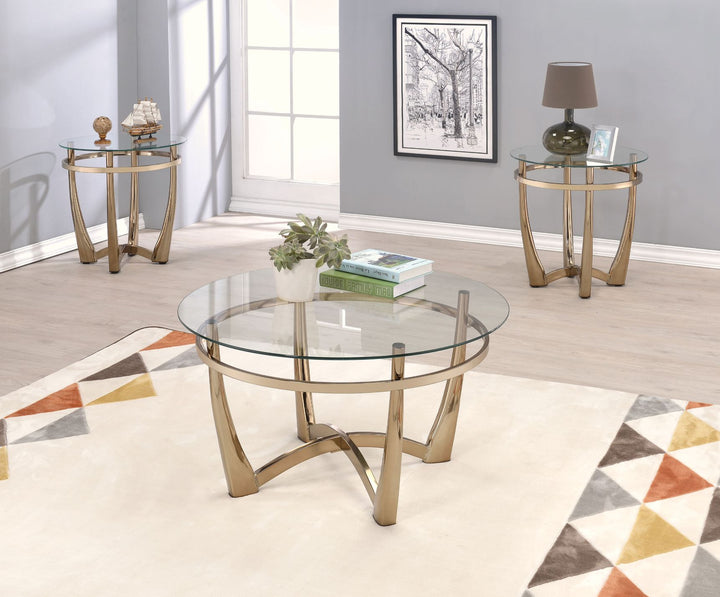 ACME Orlando II Champagne & Clear Glass Coffee Table Model 81610 - MONAVILLA