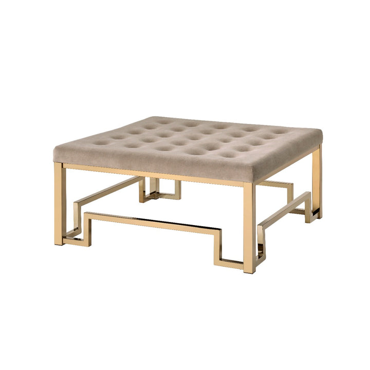ACME Damien Fabric & Champagne Ottoman Model 81625 - MONAVILLA
