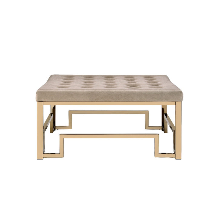 ACME Damien Fabric & Champagne Ottoman Model 81625 - MONAVILLA
