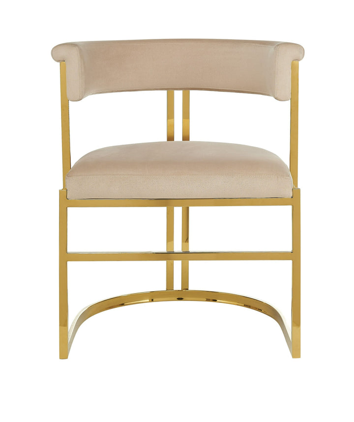 Modrest Munith Modern Beige Velvet Gold Dining Chair - MONAVILLA