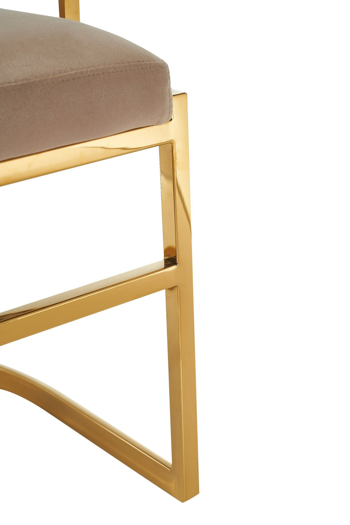 Modrest Munith Modern Beige Velvet Gold Dining Chair - MONAVILLA