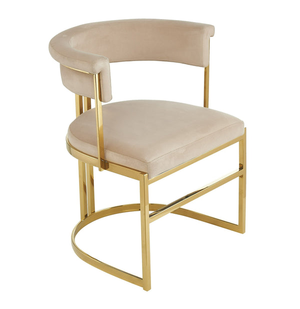 Modrest Munith Modern Beige Velvet Gold Dining Chair - MONAVILLA
