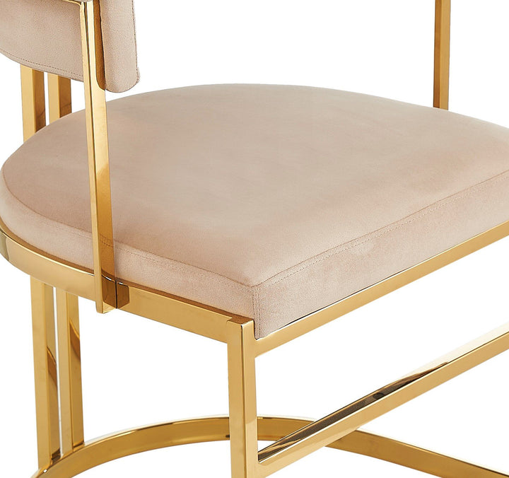 Modrest Munith Modern Beige Velvet Gold Dining Chair - MONAVILLA