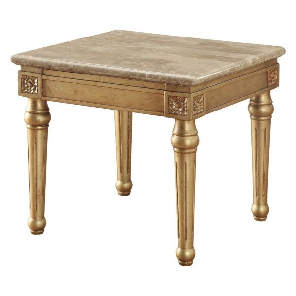 ACME Daesha Marble & Antique Gold End Table Model 81717 - MONAVILLA