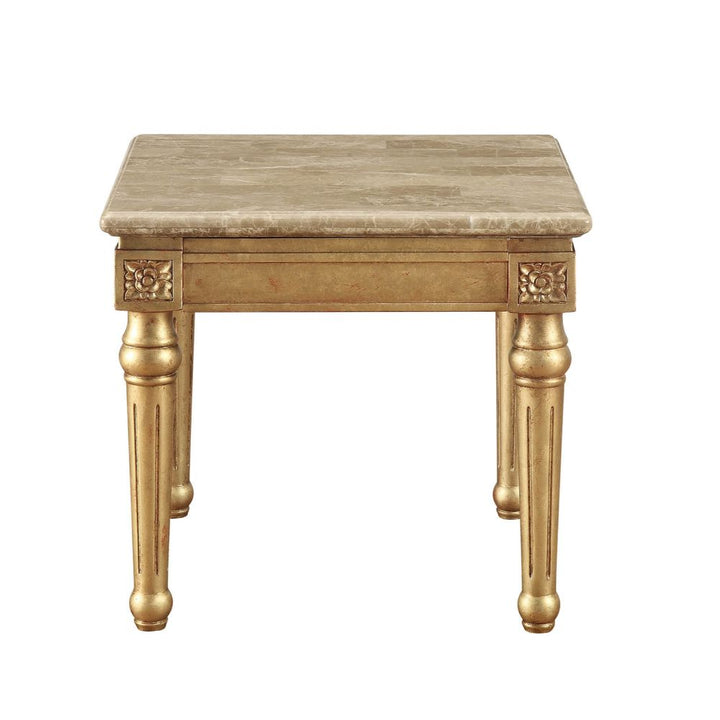 ACME Daesha Marble & Antique Gold End Table Model 81717 - MONAVILLA