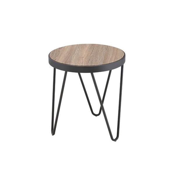 ACME Bage Weathered Gray Oak & Metal End Table Model 81737 - MONAVILLA