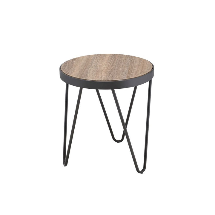 ACME Bage Weathered Gray Oak & Metal End Table Model 81737 - MONAVILLA