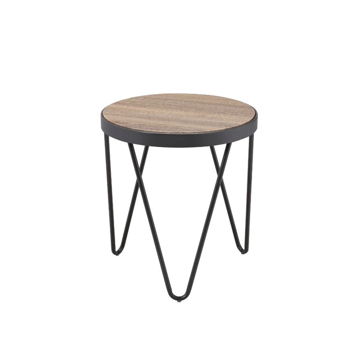 ACME Bage Weathered Gray Oak & Metal End Table Model 81737 - MONAVILLA