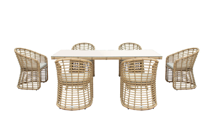 Renava Mina Outdoor Bamboo Wicker Dining Set - MONAVILLA