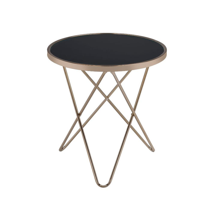 ACME Valora Champagne & Black Glass End Table Model 81832 - MONAVILLA