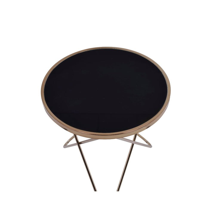 ACME Valora Champagne & Black Glass End Table Model 81832 - MONAVILLA