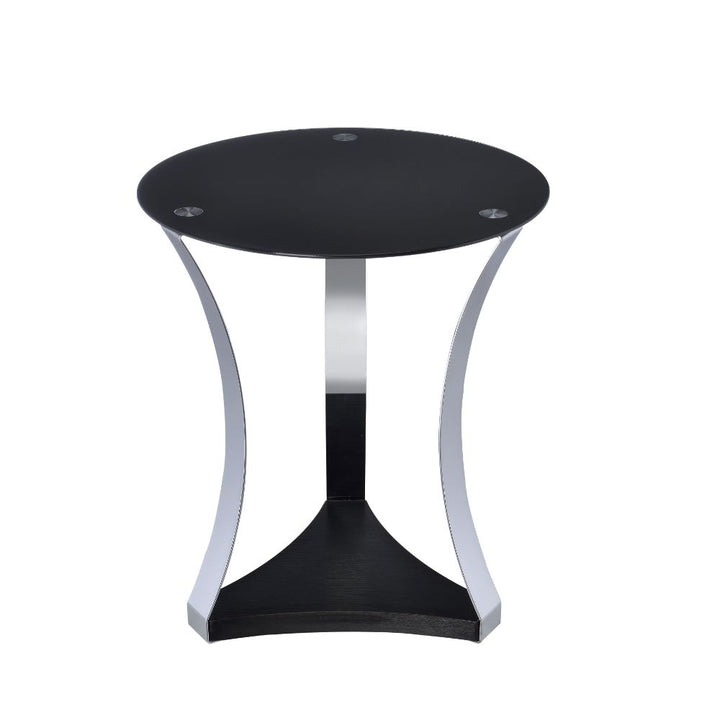 ACME Geiger Chrome & Black Glass End Table Model 81917 - MONAVILLA