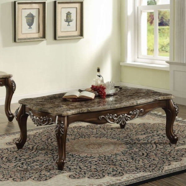 ACME Latisha Marble & Antique Oak Coffee Table Model 82145