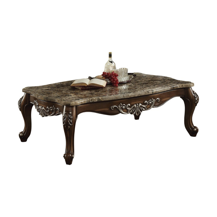 ACME Latisha Marble & Antique Oak Coffee Table Model 82145 - MONAVILLA