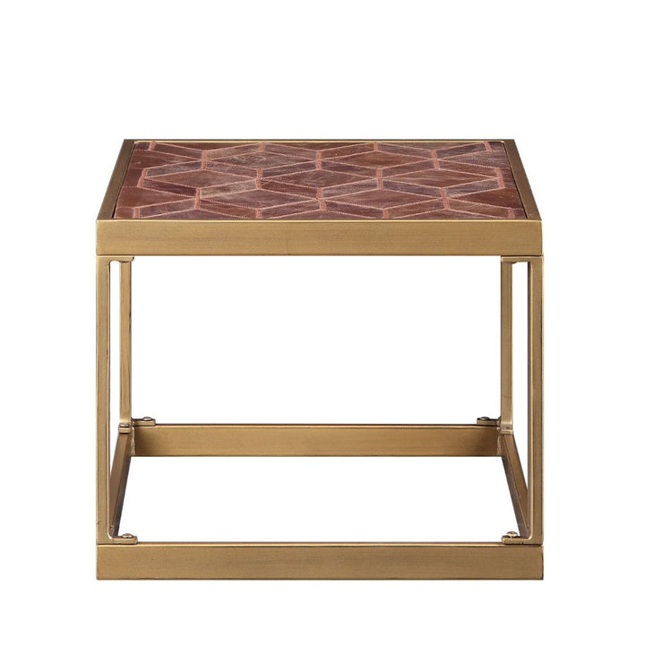 ACME Genevieve Retro Brown Top Grain Leather End Table Model 82312 - MONAVILLA