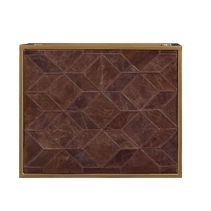 ACME Genevieve Retro Brown Top Grain Leather End Table Model 82312 - MONAVILLA