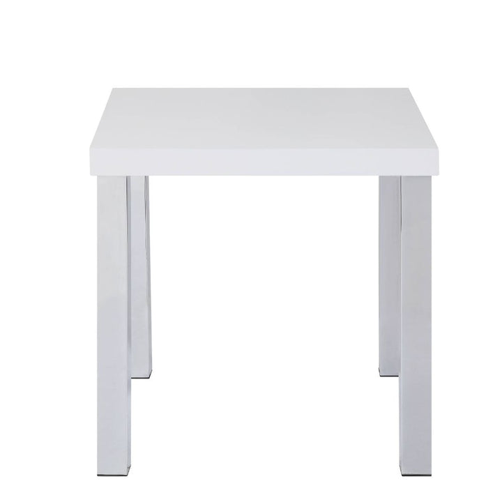 ACME Harta White High Gloss & Chrome End Table Model 82332 - MONAVILLA